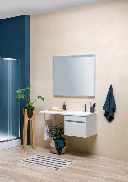 Тумба с раковиной Aquanet Токио 120 R белый (подвесная, 1 ящик)