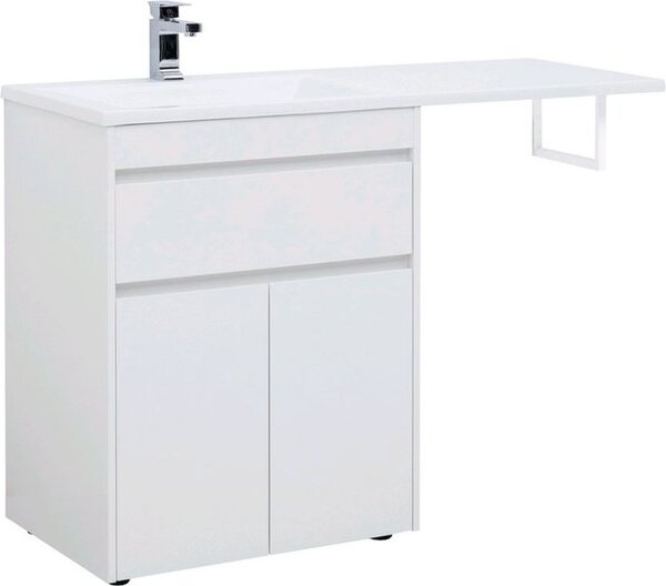 Тумба с раковиной Aquanet Токио 130 L белый (напольная, 1 ящик, 2 дверцы)