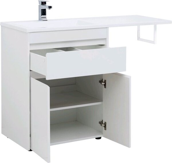 Тумба с раковиной Aquanet Токио 130 L белый (напольная, 1 ящик, 2 дверцы)