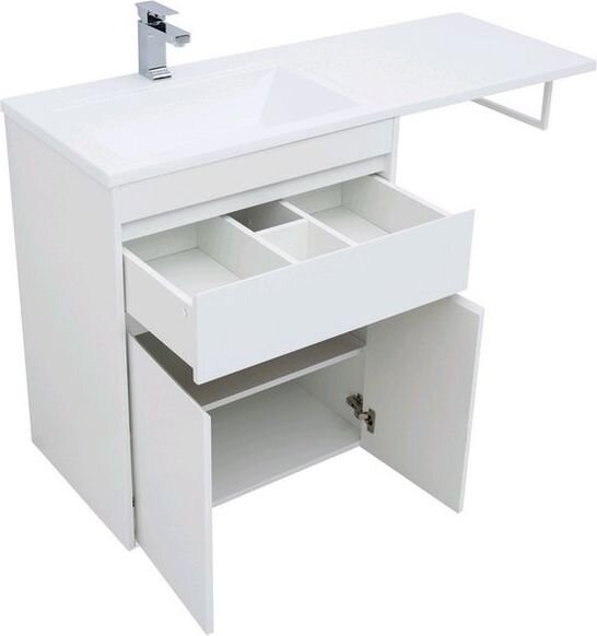 Тумба с раковиной Aquanet Токио 130 L белый (напольная, 1 ящик, 2 дверцы)