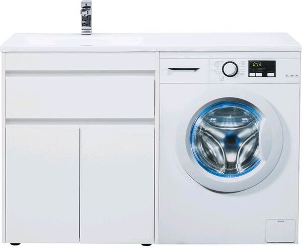 Тумба с раковиной Aquanet Токио 130 L белый (напольная, 1 ящик, 2 дверцы)
