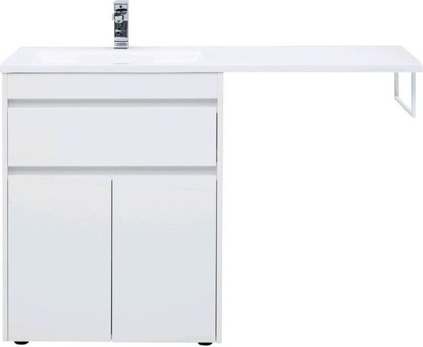 Тумба с раковиной Aquanet Токио 130 L белый (напольная, 1 ящик, 2 дверцы)