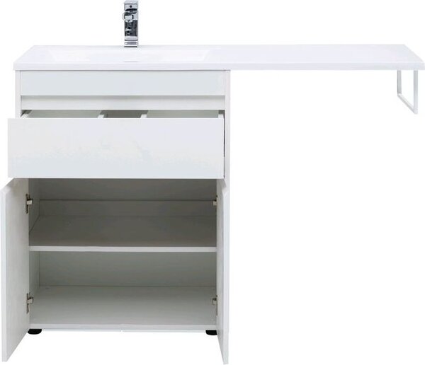 Тумба с раковиной Aquanet Токио 130 L белый (напольная, 1 ящик, 2 дверцы)
