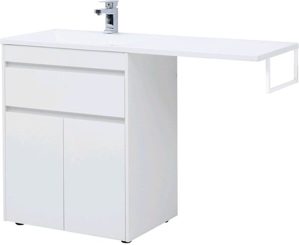 Тумба с раковиной Aquanet Токио 130 L белый (напольная, 1 ящик, 2 дверцы)