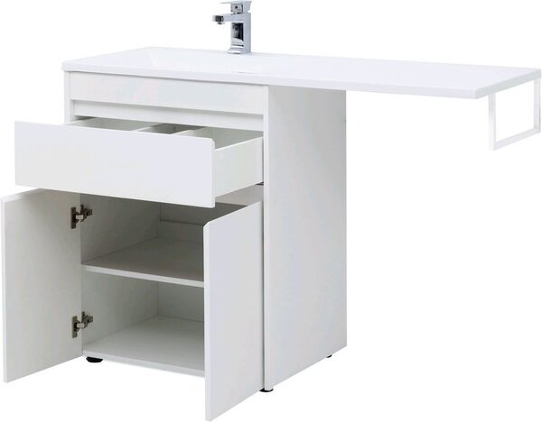 Тумба с раковиной Aquanet Токио 130 L белый (напольная, 1 ящик, 2 дверцы)