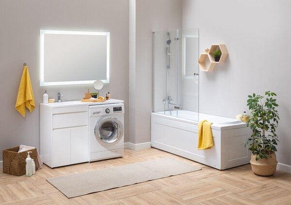 Тумба с раковиной Aquanet Токио 130 L белый (напольная, 1 ящик, 2 дверцы)