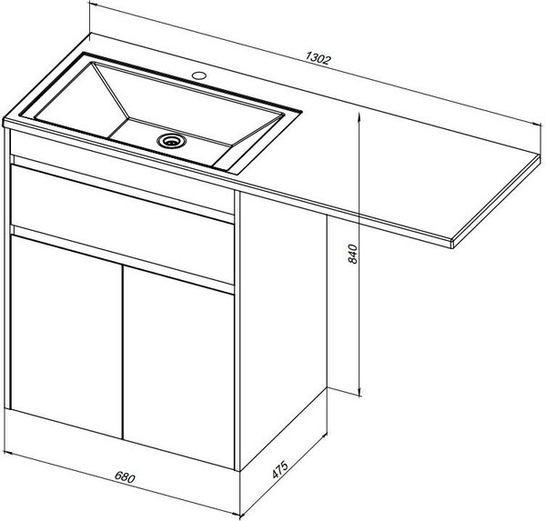 Тумба с раковиной Aquanet Токио 130 L белый (напольная, 1 ящик, 2 дверцы)