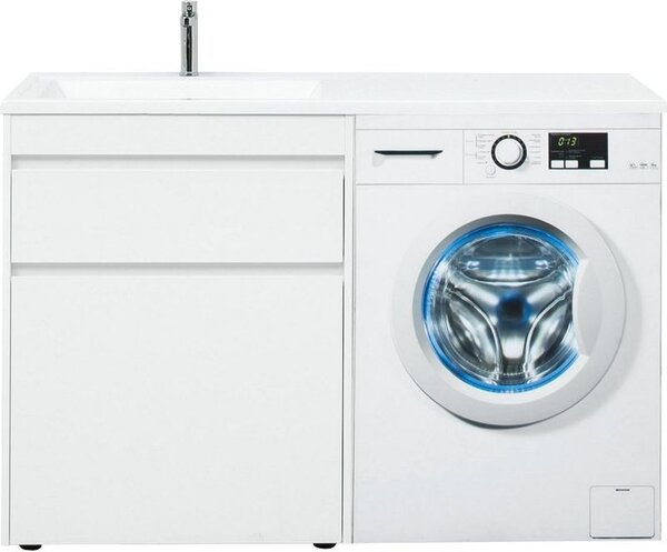 Тумба с раковиной Aquanet Токио 130 L белый (напольная, 1 ящик)