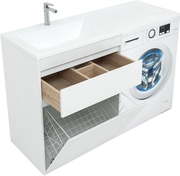 Тумба с раковиной Aquanet Токио 130 L белый (напольная, 1 ящик)