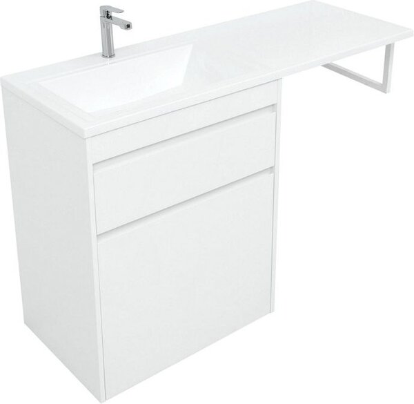 Тумба с раковиной Aquanet Токио 130 L белый (напольная, 1 ящик)