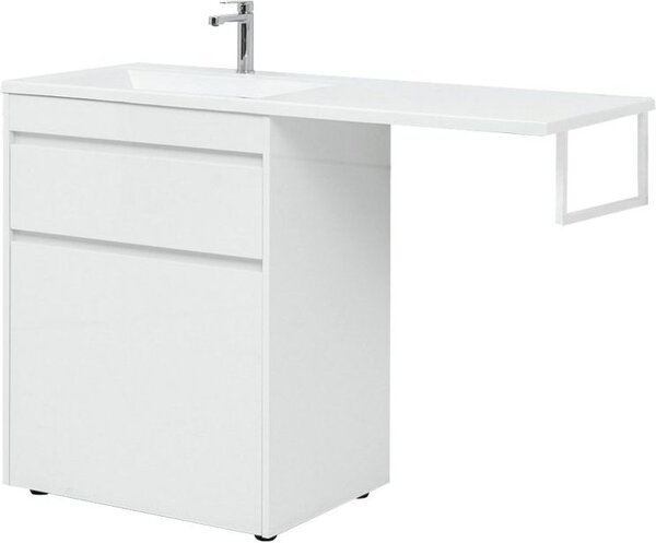 Тумба с раковиной Aquanet Токио 130 L белый (напольная, 1 ящик)