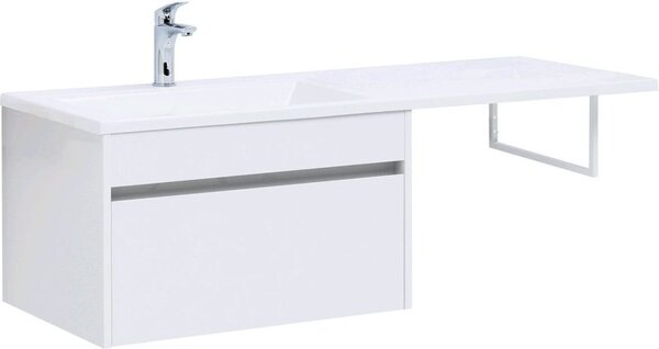 Тумба с раковиной Aquanet Токио 130 L белый (подвесная, 1 ящик)