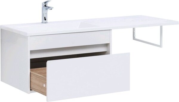 Тумба с раковиной Aquanet Токио 130 L белый (подвесная, 1 ящик)