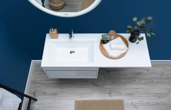 Тумба с раковиной Aquanet Токио 130 L белый (подвесная, 1 ящик)