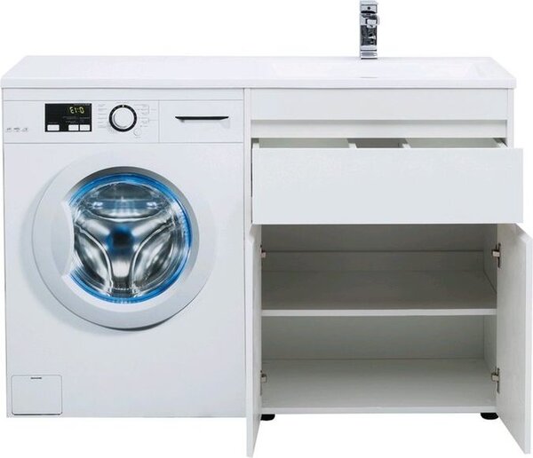 Тумба с раковиной Aquanet Токио 130 R белый (напольная, 1 ящик, 2 дверцы)