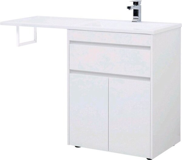 Тумба с раковиной Aquanet Токио 130 R белый (напольная, 1 ящик, 2 дверцы)