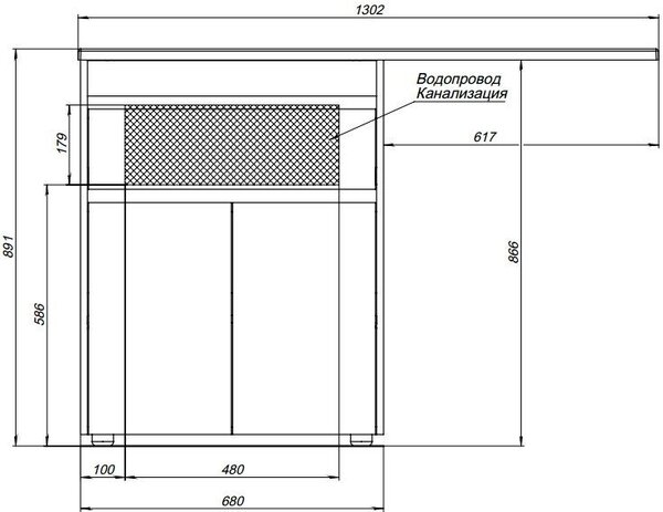 Тумба с раковиной Aquanet Токио 130 R белый (напольная, 1 ящик, 2 дверцы)
