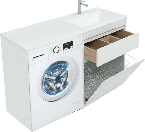 Тумба с раковиной Aquanet Токио 130 R белый (напольная, 1 ящик)