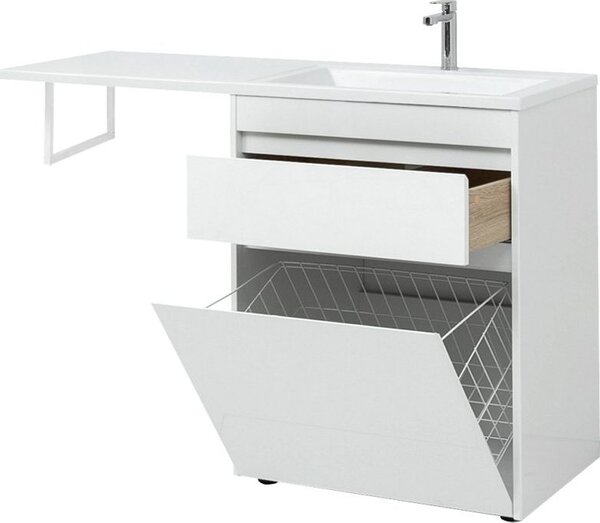 Тумба с раковиной Aquanet Токио 130 R белый (напольная, 1 ящик)