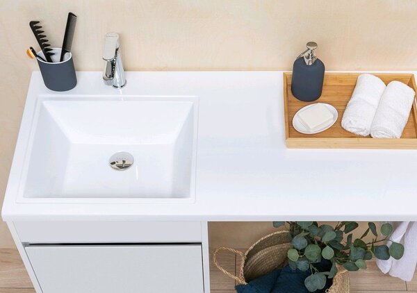 Тумба с раковиной Aquanet Токио 130 R белый (напольная, 1 ящик)