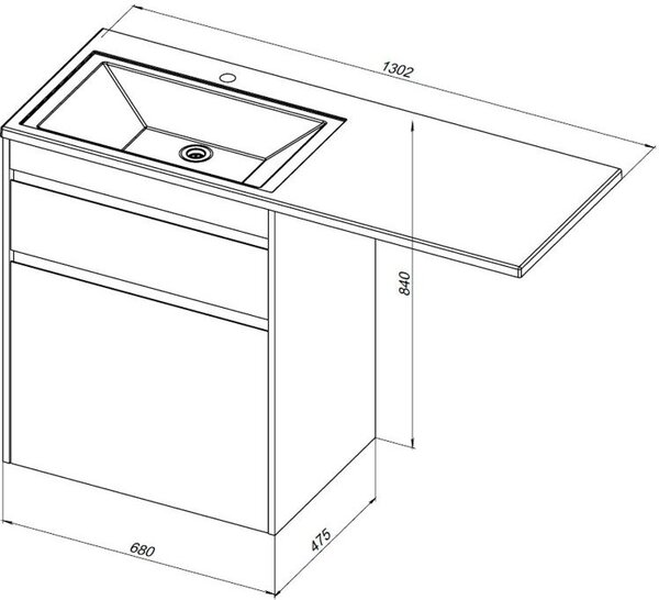 Тумба с раковиной Aquanet Токио 130 R белый (напольная, 1 ящик)