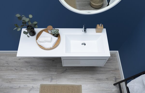 Тумба с раковиной Aquanet Токио 130 R белый (подвесная, 1 ящик)