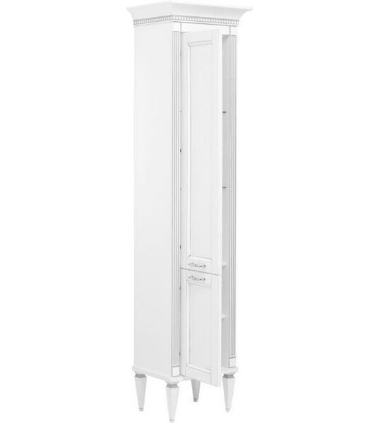 Шкаф-пенал для ванной Aquanet Селена 40 L белый/серебро