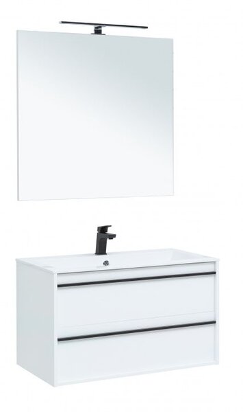 Комплект мебели для ванной Aquanet Lino 90 белый матовый