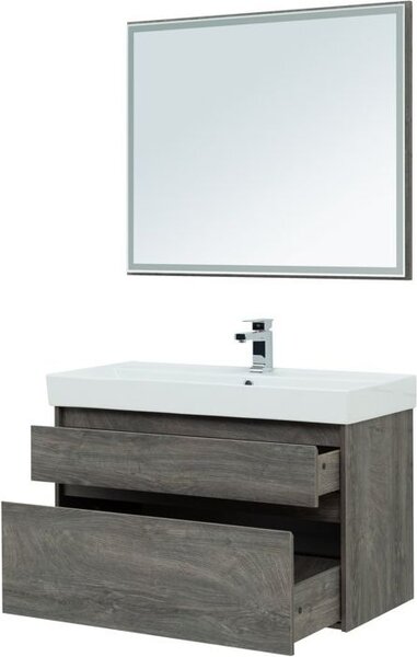 Комплект мебели для ванной Aquanet Nova Lite 100 дуб рошелье (2 ящика)