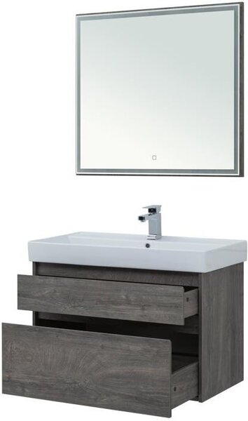 Комплект мебели для ванной Aquanet Nova Lite 90 дуб рошелье (2 ящика)