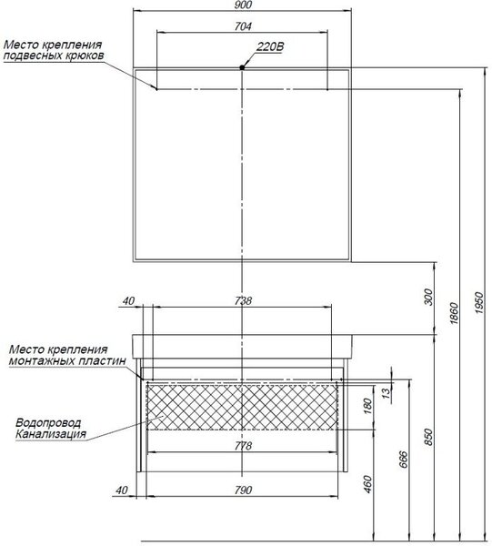 Комплект мебели для ванной Aquanet Nova Lite 90 дуб рустикальный (1 ящик)