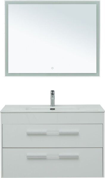 Комплект мебели для ванной Aquanet Августа 100 белый (ручка хром, раковина Flat)