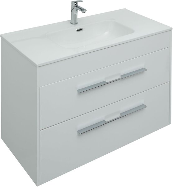 Комплект мебели для ванной Aquanet Августа 100 белый (ручка хром, раковина Flat)