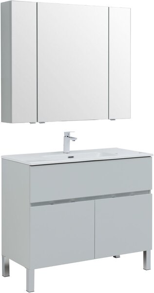 Комплект мебели для ванной Aquanet Алвита New 100 1 ящик, 2 дверцы, серый