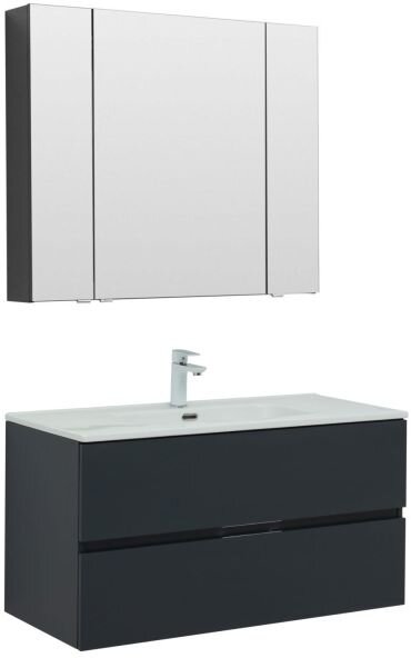 Комплект мебели для ванной Aquanet Алвита New 100 2 ящика, антрацит