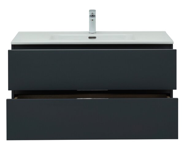 Комплект мебели для ванной Aquanet Алвита New 100 2 ящика, антрацит