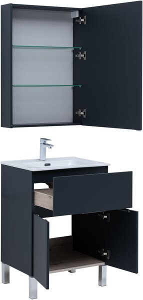 Комплект мебели для ванной Aquanet Алвита New 60 1 ящик, 2 дверцы, антрацит