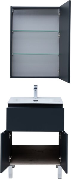 Комплект мебели для ванной Aquanet Алвита New 60 1 ящик, 2 дверцы, антрацит