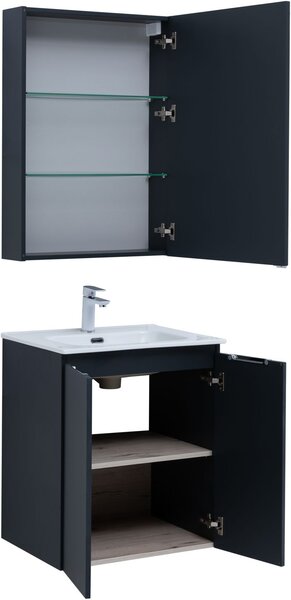 Комплект мебели для ванной Aquanet Алвита New 60 2 дверцы, антрацит