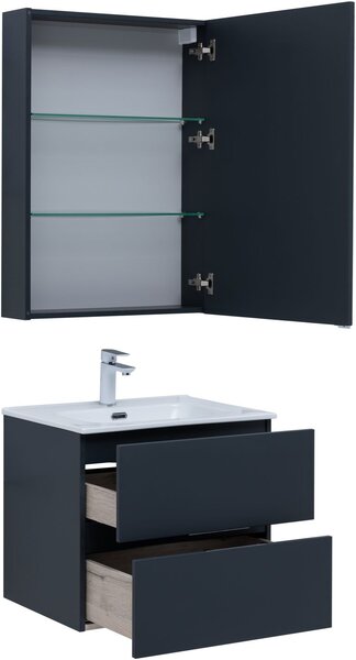 Комплект мебели для ванной Aquanet Алвита New 60 2 ящика, антрацит