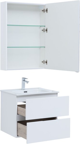 Комплект мебели для ванной Aquanet Алвита New 60 2 ящика, белый матовый