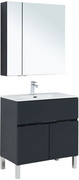 Комплект мебели для ванной Aquanet Алвита New 80 1 ящик, 2 дверцы, антрацит