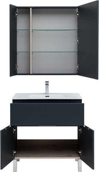 Комплект мебели для ванной Aquanet Алвита New 80 1 ящик, 2 дверцы, антрацит