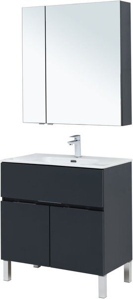 Комплект мебели для ванной Aquanet Алвита New 80 1 ящик, 2 дверцы, антрацит