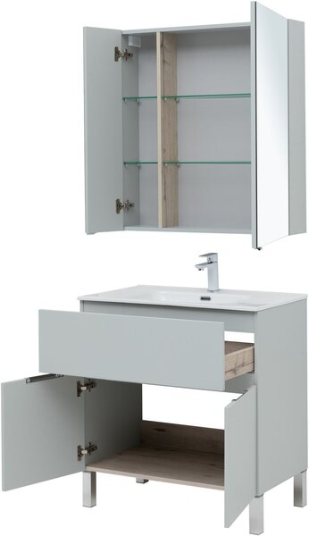 Комплект мебели для ванной Aquanet Алвита New 80 1 ящик, 2 дверцы, серый