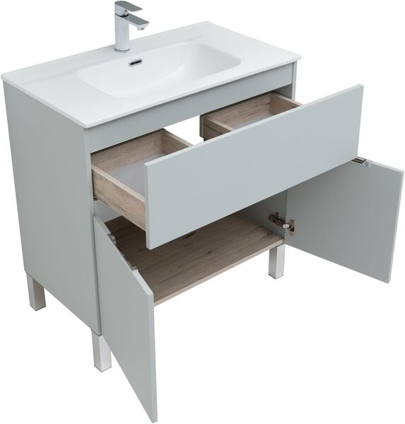 Комплект мебели для ванной Aquanet Алвита New 80 1 ящик, 2 дверцы, серый