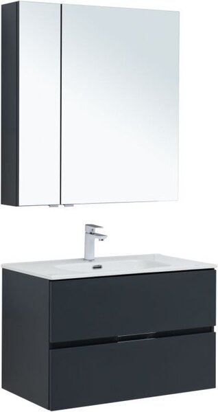 Комплект мебели для ванной Aquanet Алвита New 80 2 ящика, антрацит