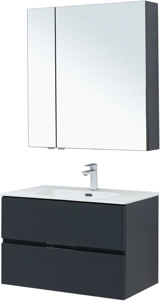 Комплект мебели для ванной Aquanet Алвита New 80 2 ящика, антрацит