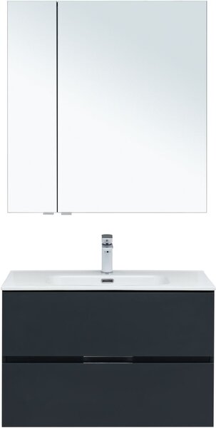 Комплект мебели для ванной Aquanet Алвита New 80 2 ящика, антрацит