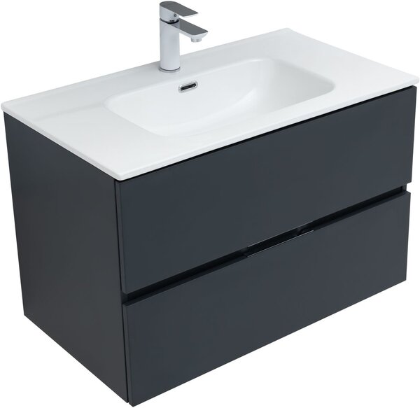 Комплект мебели для ванной Aquanet Алвита New 80 2 ящика, антрацит